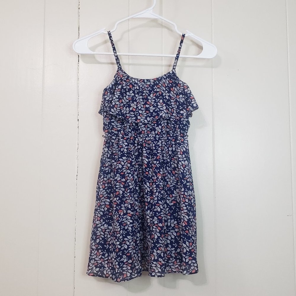 Rachael & Chloe Girl's Navy Floral Strap Dress Size 7-8